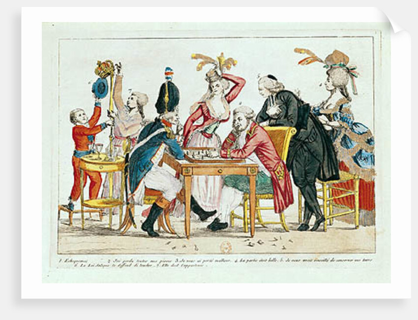 Caricature of Louis XVI playing chess with a soldier of the National Guard by French School