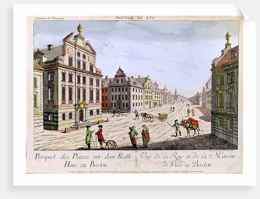 View of the Town Hall, Boston, 18th century by Franz Xavier Habermann
