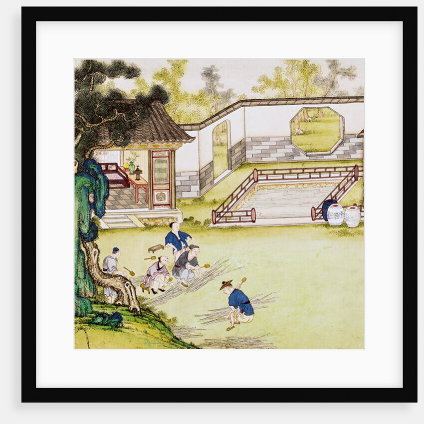 Gathering bamboo to make paper by Japanese School