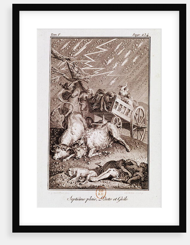 The Plagues of Egypt: The Plagues of Diseased Cattle, Boils and Hail by French School