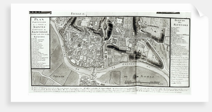 Map of Saintes, capital of Saintonge by Claude Masse
