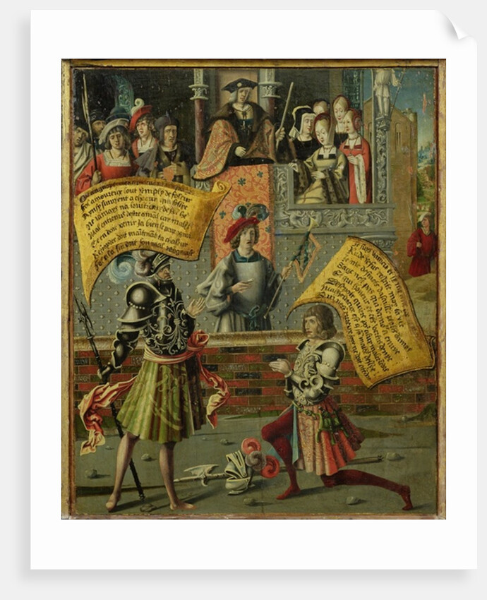 A Disarmed Knight on one Knee by French School