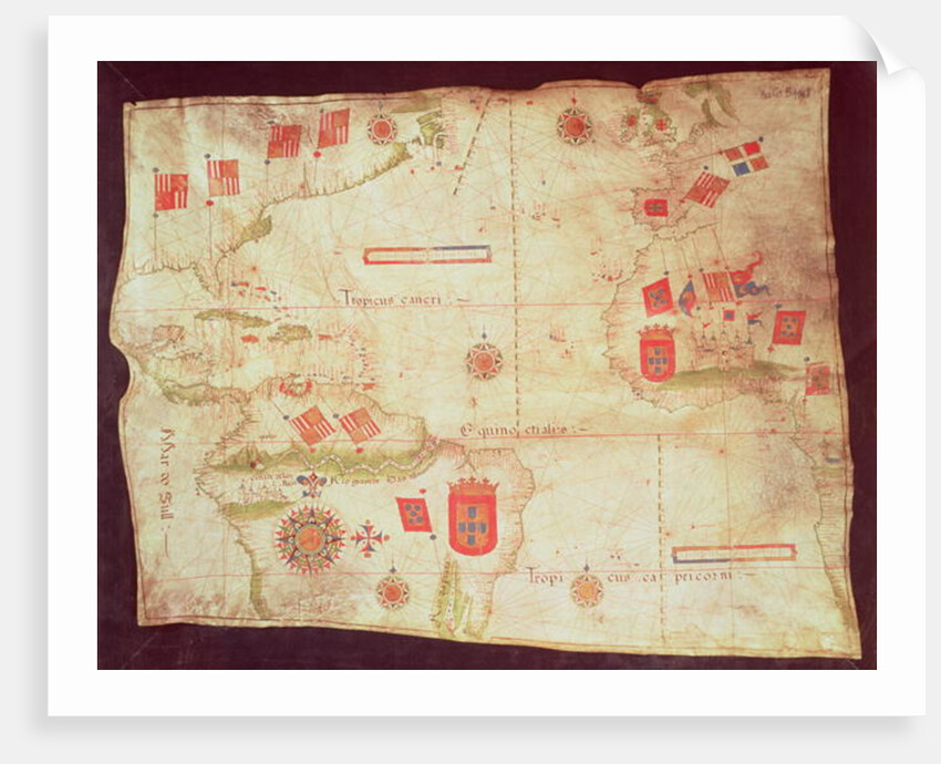 Map of the Atlantic Ocean, c.1550 by Portuguese School