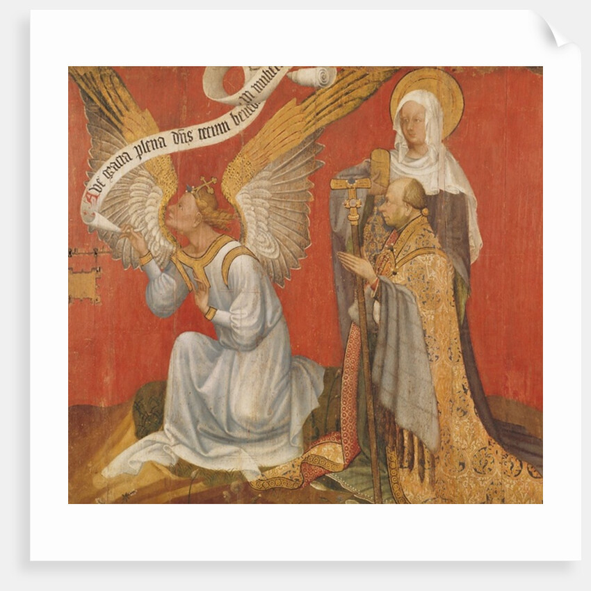 Panel from a diptych depicting the Angel of the Annunciation, the Donor and a Female Saint, possibly St. Mary Magdalene, c.1420 by Master of the Rohan Hours