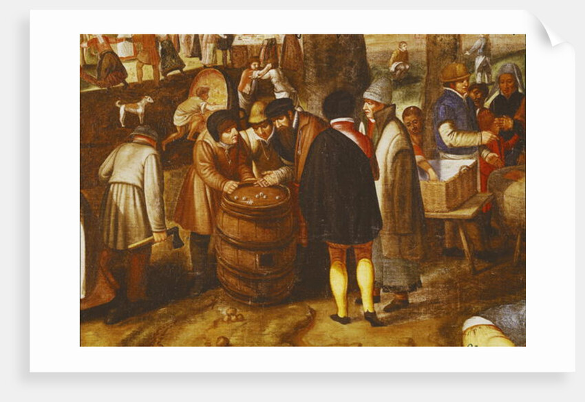 Flemish Fair, detail of men playing dice by Maerten van (workshop of) Cleve