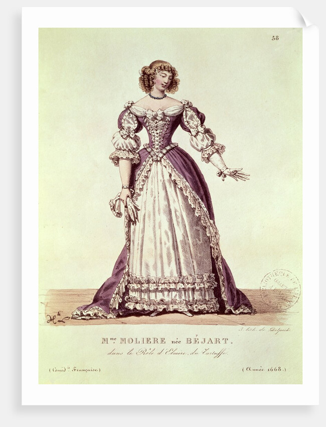 Madame Moliere, nee Armande Bejart in the role of Elmire in 'Le Tartuffe' by Moliere by Hippolyte Lecomte