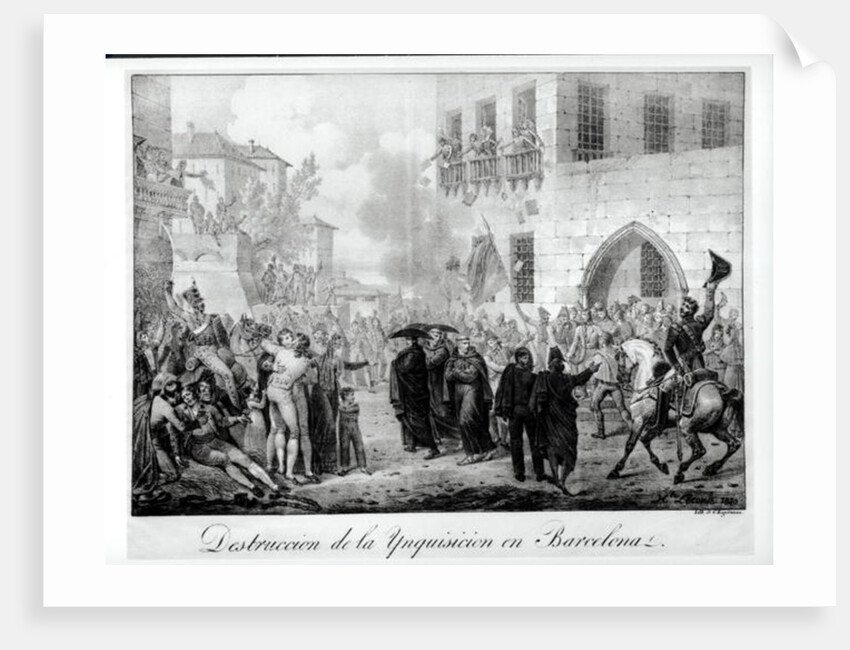 Destruction of the Inquisition in Barcelona, 10th March 1820 by Hippolyte Lecomte