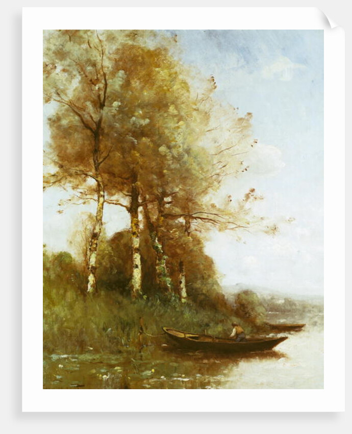 Morning Effect, Silver Birches and a River by Paul Desire Trouillebert