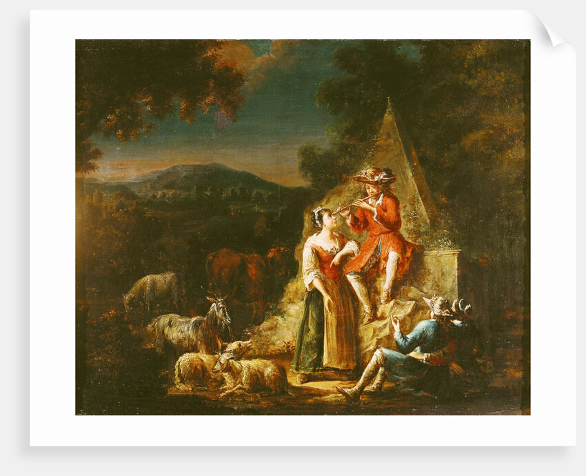 Shepherd Playing a Flute by French School