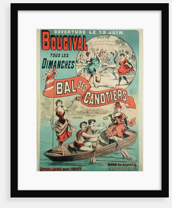 Poster advertising 'Le Bal des Canotiers' at Bougival, c.1875 by French School
