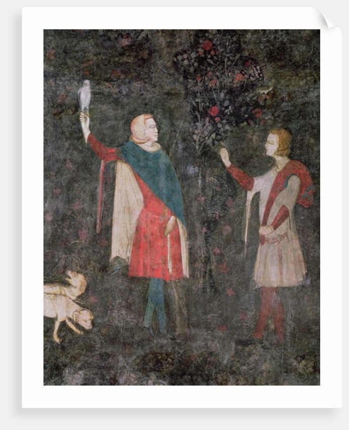 Detail of two falconers, from the Stag Room, 1343 by French School