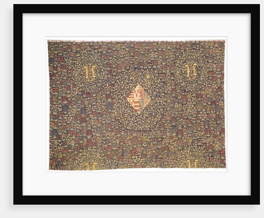 Mille fleurs with the coat of arms of Jacqueline of Luxembourg by Flemish School