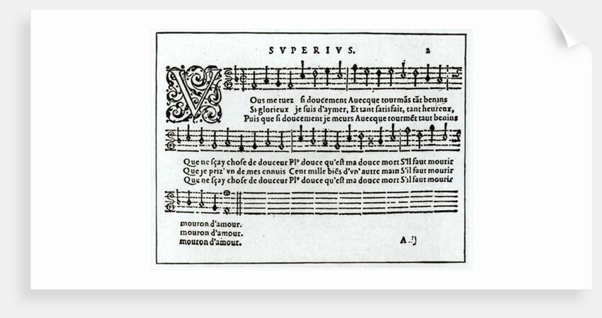 Poem to music by Jean Antoine de Baif by French School