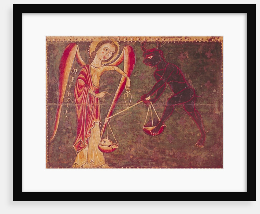 St. Michael Weighing Souls, from an altarpiece dedicated to Archangel Michael, c.1200 by Master of the Llusanes