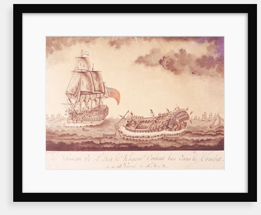 Le Vengeur du Peuple Sinking at the Battle of Ouessant, 1st June 1794 by School French