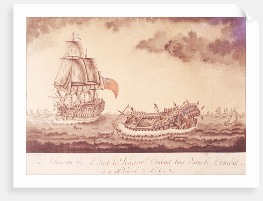 Le Vengeur du Peuple Sinking at the Battle of Ouessant, 1st June 1794 by School French