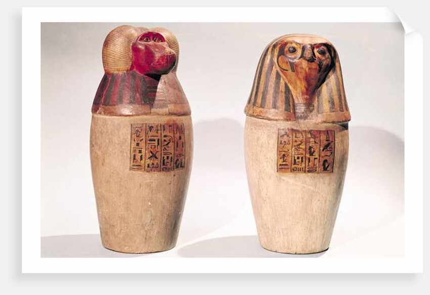 Copies of two New Kingdom canopic jars by Egyptian School