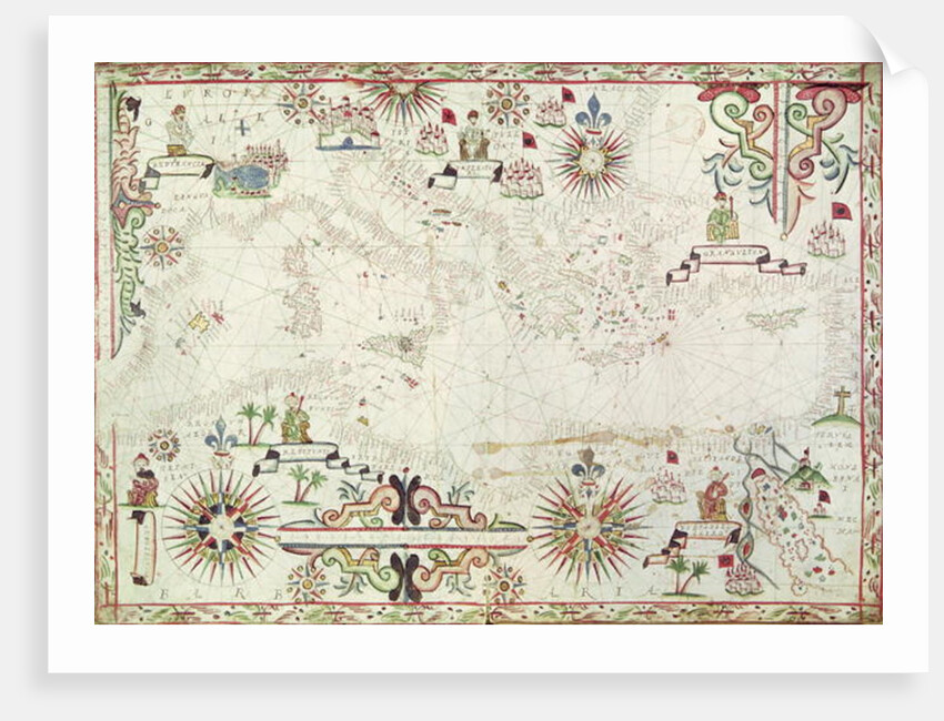 Map of the Mediterranean, 1625 by Johannes Oliva