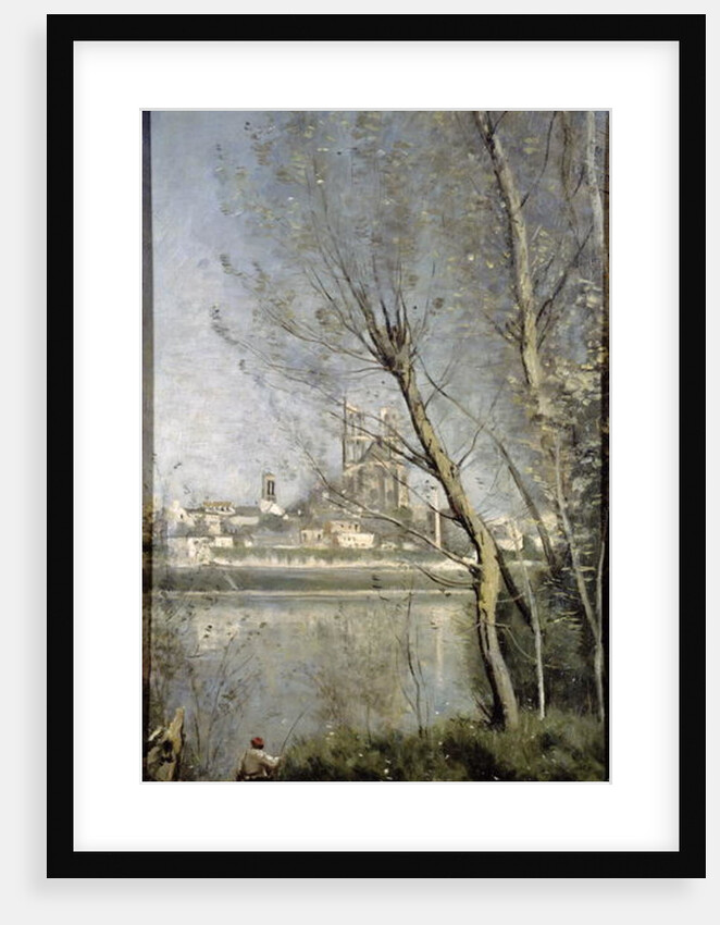 Mantes, View of the Cathedral and Town through the Trees, c.1865-70 by Jean Baptiste Camille Corot