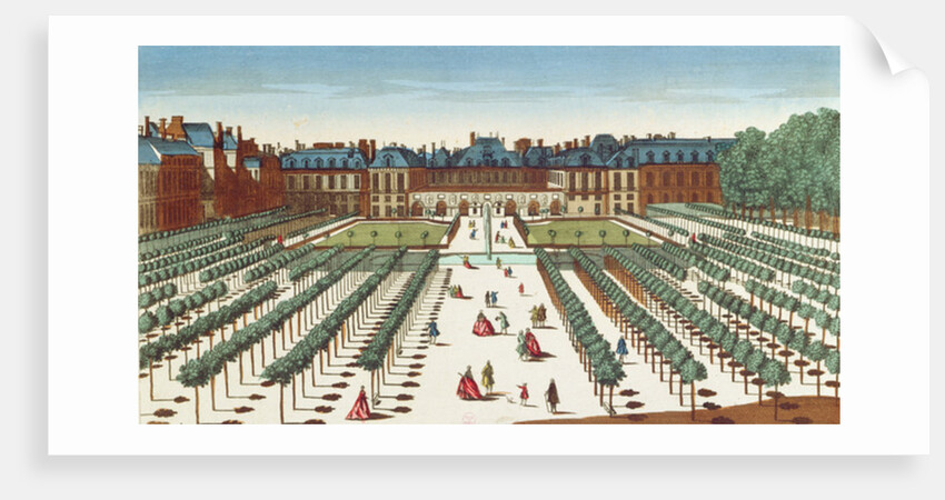 Perspective view of the Palais Royal from the Gardens by French School