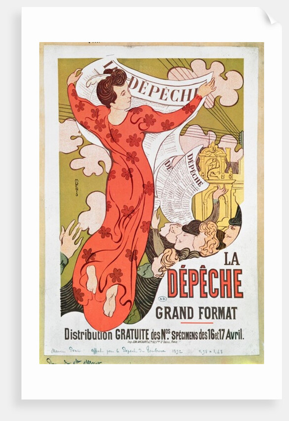 Poster advertising 'La Depeche de Toulouse' newspaper, 1892 by Maurice Denis