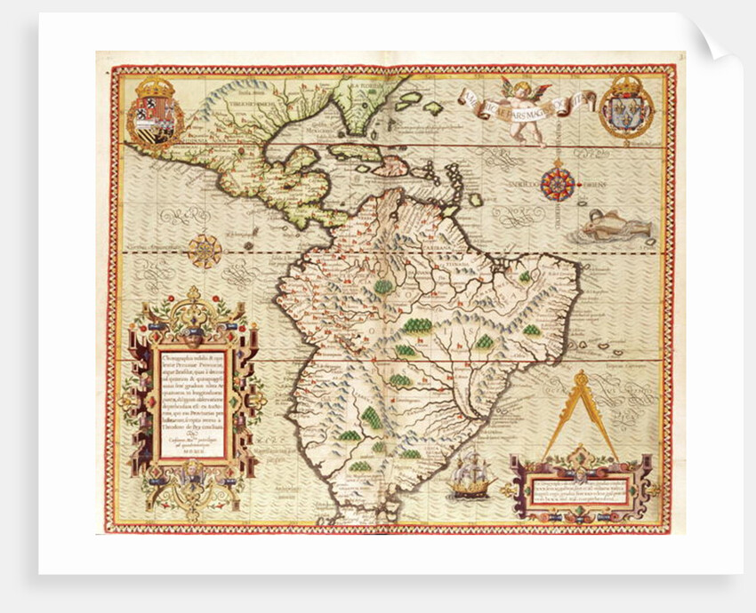 Map of Central and South America by Theodor de Bry
