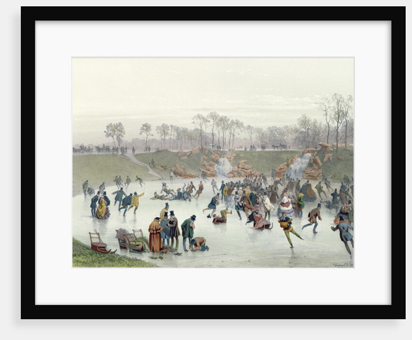 Skaters on the Lake at Bois de Boulogne by Eugene Charles Francois Guerard