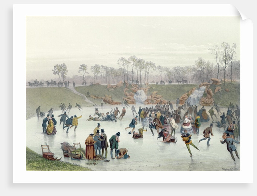 Skaters on the Lake at Bois de Boulogne by Eugene Charles Francois Guerard