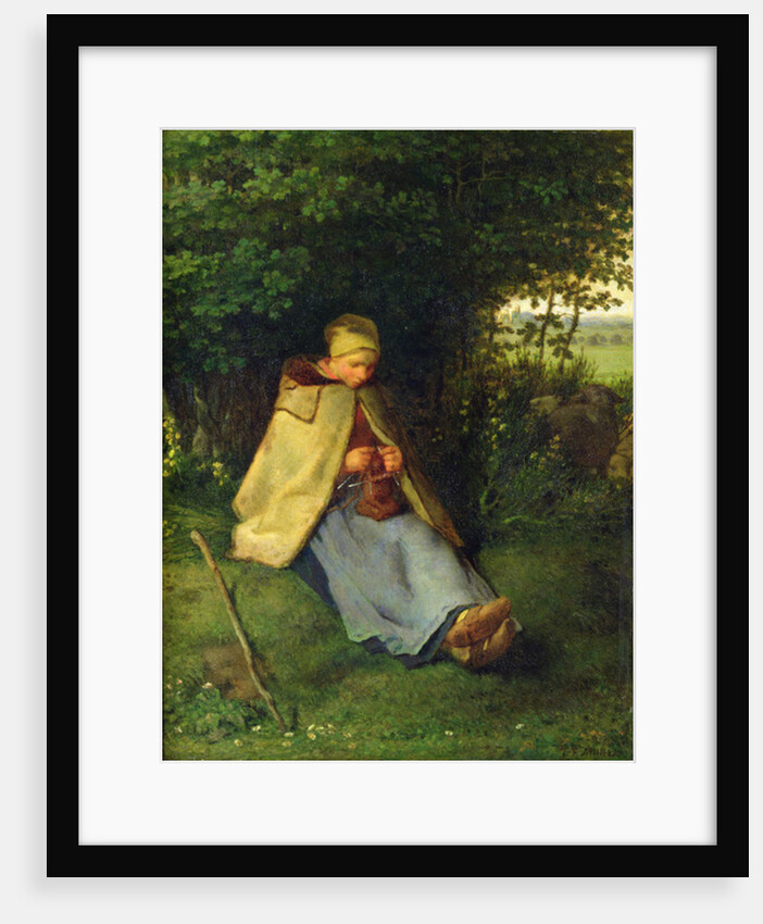 A Knitter or a Seated Shepherdess Knitting, 1858-60 by Jean-Francois Millet