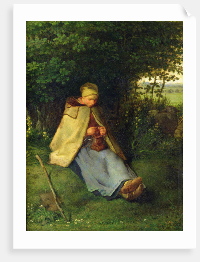 A Knitter or a Seated Shepherdess Knitting, 1858-60 by Jean-Francois Millet