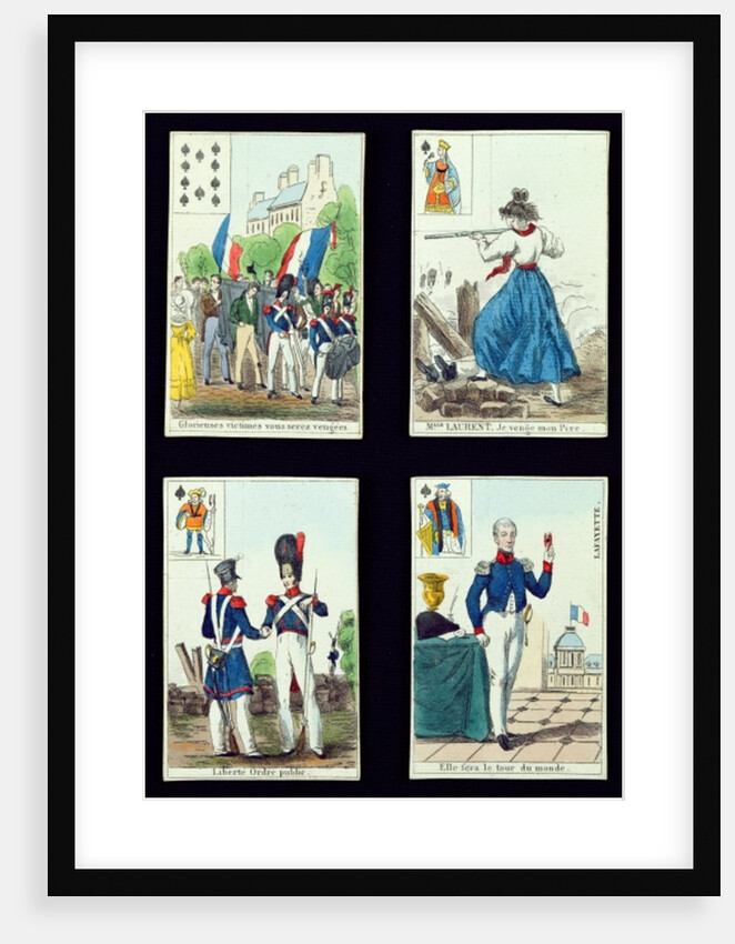 Selection of playing cards relating to the 1830 Revolution, 1831 by French School