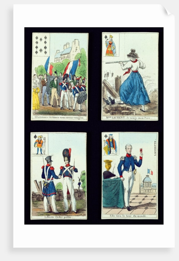 Selection of playing cards relating to the 1830 Revolution, 1831 by French School