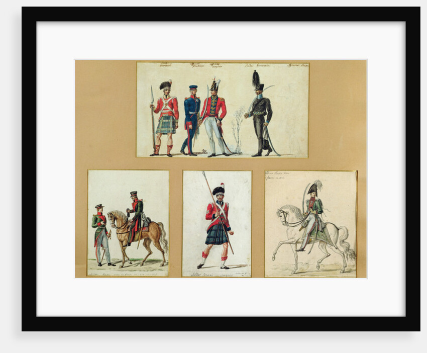 The uniforms of Scottish soldiers and Prussian, English, Hanoverian and Russian officers in 1814 by Pierre Antoine Lesueur
