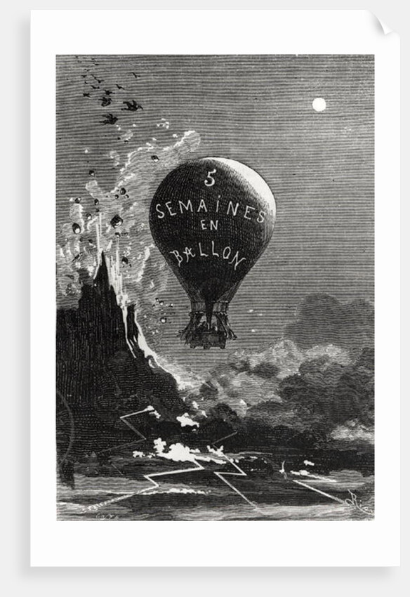 Frontispiece to 'Five Weeks in a Balloon' by Jules Verne by Edouard Riou