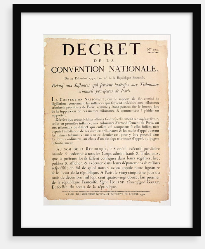 Decree of the National Convention, 24th December 1792 by French School