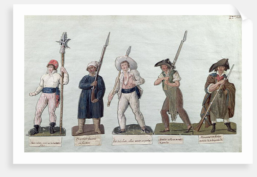 A Sans Culotte with his Pike, a Carter, a Market Porter, a Cobbler and a Carpenter by Lesueur Brothers