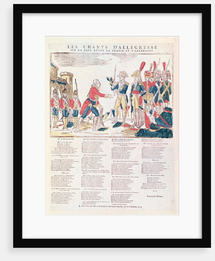 Songs of Rejoicing for the Peace between France and Germany by French School