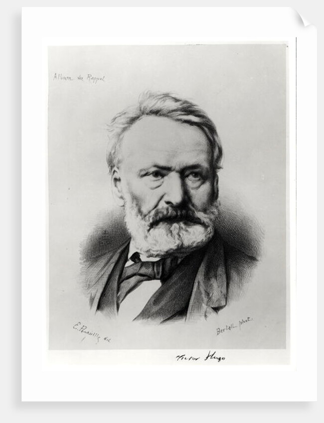 Portrait of Victor Hugo from 'Album du Rappel', engraved from a photograph by Edme Penauille 1869 by Charles Albert d'Arnoux Bertall