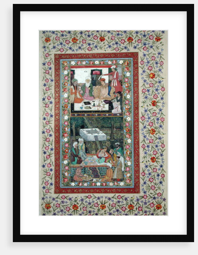 Ms E-14 Reading Verse and a Banquet in a Garden from a Moraqqa by Indian School