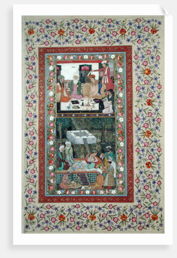 Ms E-14 Reading Verse and a Banquet in a Garden from a Moraqqa by Indian School