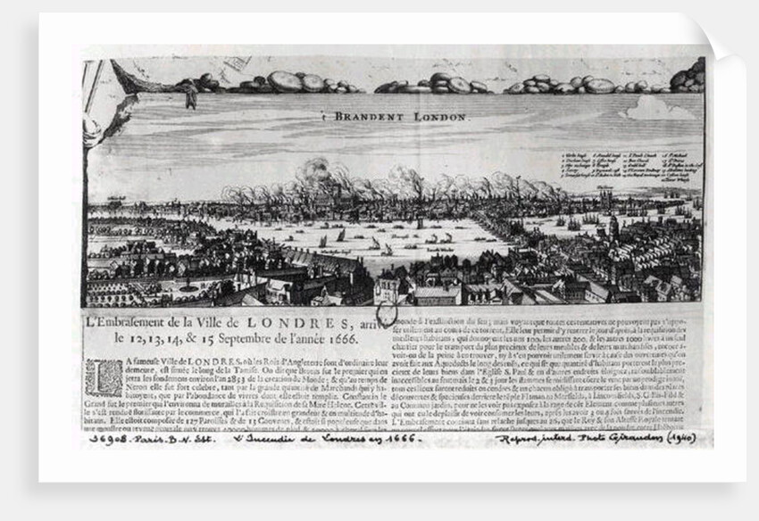 The Great Fire of London in 1666 by French School