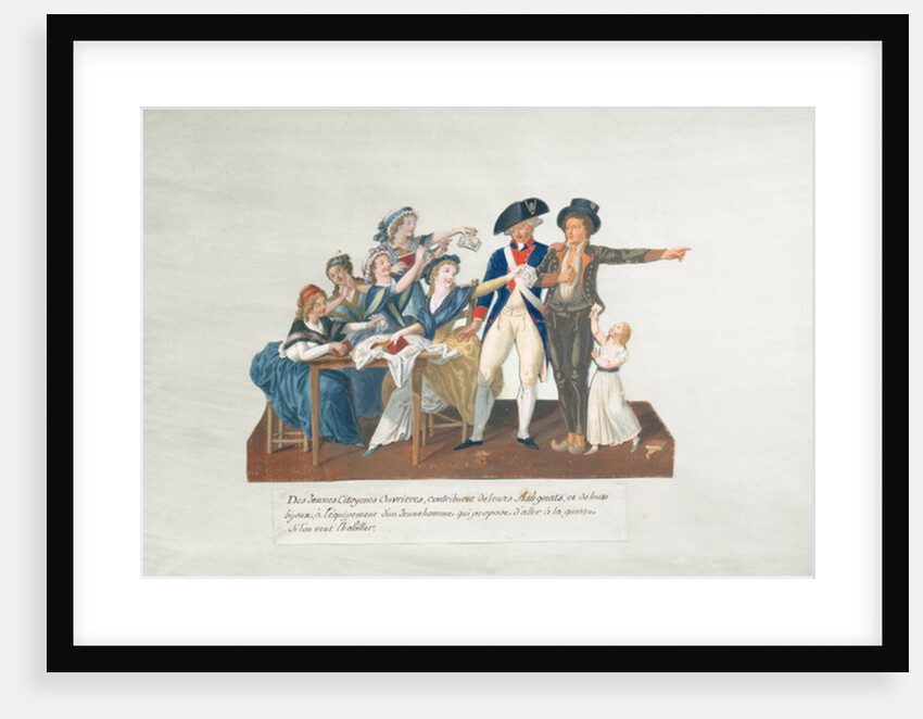 Citizens contributing their assignats to equip a young man for war by Lesueur Brothers