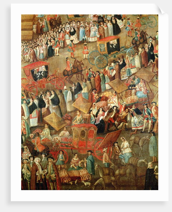 Plaza Mayor in Mexico, detail of carriages by Mexican School