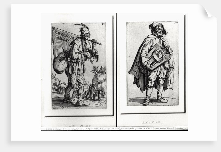 A Beggar and a Hurdy-Gurdy Player by Jacques Callot