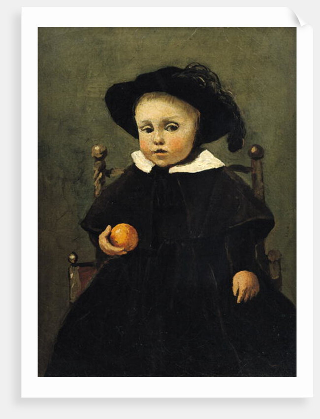 The Painter Adolphe Desbrochers as a Child, Holding an Orange, 1845 by Jean Baptiste Camille Corot
