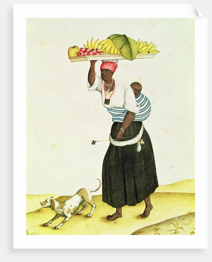 A Woman Carrying a Tray of Fruit on her Head by Carlos Juliao