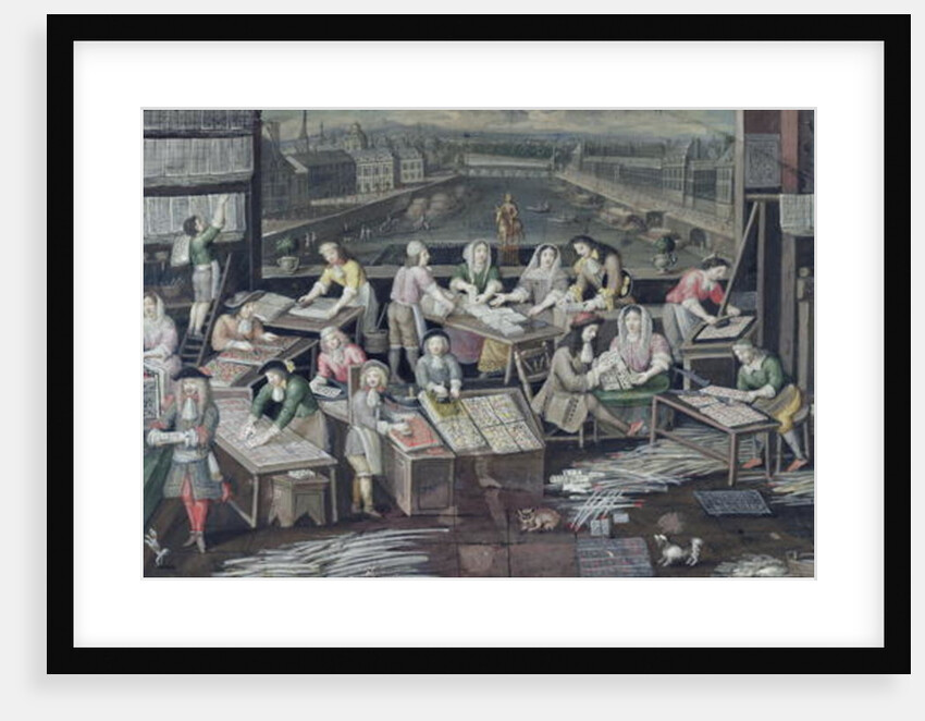 Manufacture of Playing Cards in a House in the Place Dauphine, design for a fan, c.1680 by French School