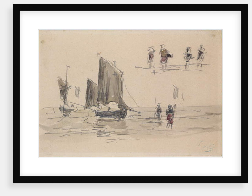 Boats and Fishermen by Eugene Louis Boudin