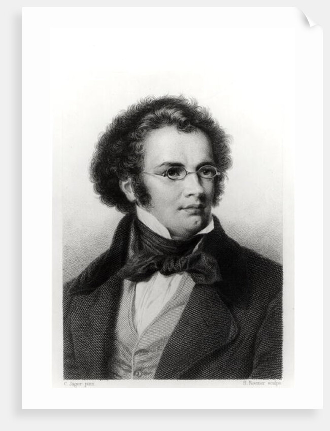 Portrait of Franz Schubert engraved by H. Roemer by Carl Jaeger