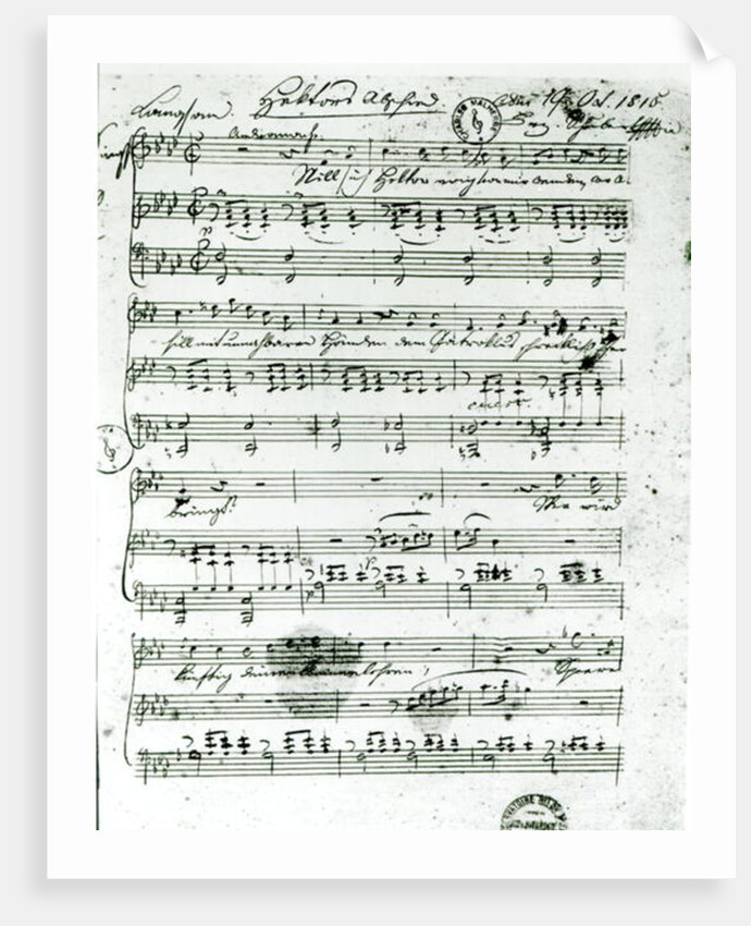 Autograph score for the lied 'Hektors Abschied' by Franz Schubert poem by Freidrich von Schiller 1815 by Anonymous